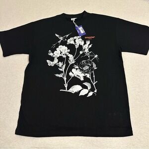 Men's Black Graphic Tee with Floral Design